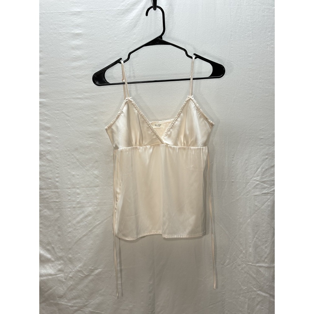 Brandy Melville/J. Galt Cream Lace Trim Tie Back Camisole Tank Top Womens OS - Picture 2 of 8
